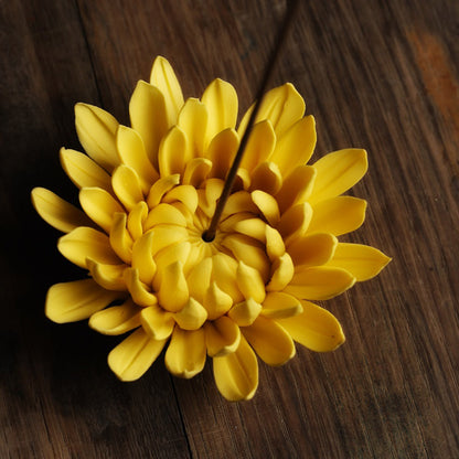 Yellow Chrysanthemum Flower Incense Holder