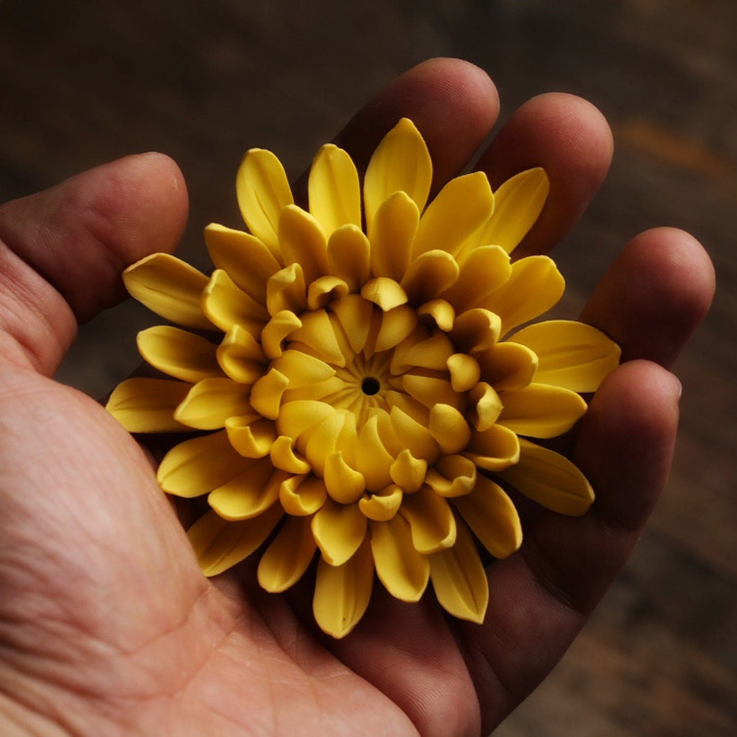 Yellow Chrysanthemum Flower Incense Holder