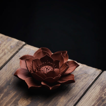 Lotus Brown Red Flower Incense Holder