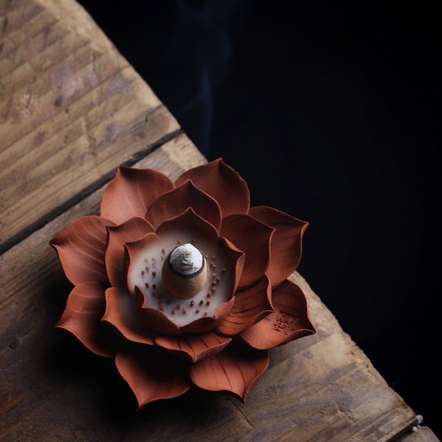 Lotus Brown Red Flower Incense Holder