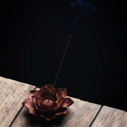 Lotus Brown Red Flower Incense Holder