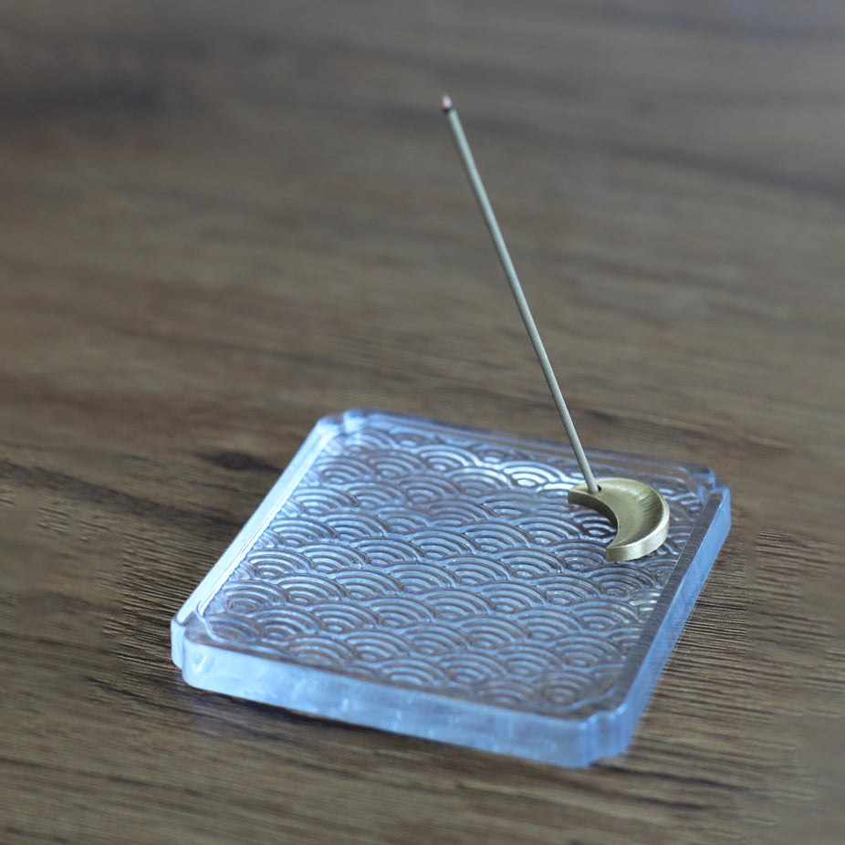 Brass Moon Plum Blossom Incense holder with Glass Plate