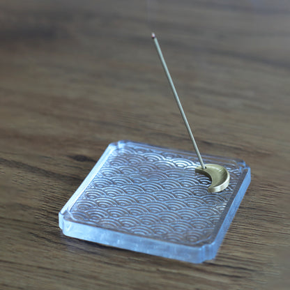 Brass Moon Plum Blossom Incense holder with Glass Plate