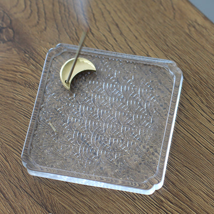 Brass Moon Plum Blossom Incense holder with Glass Plate