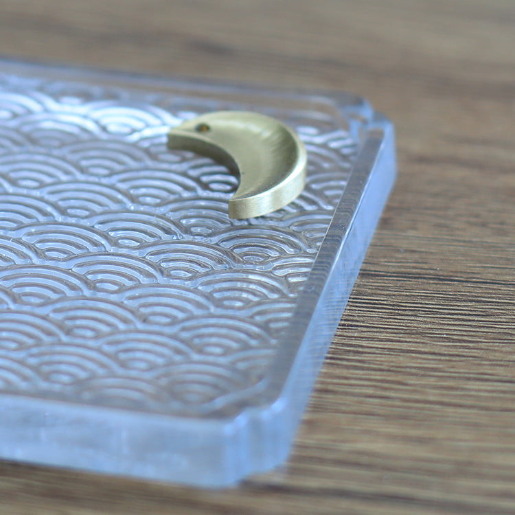 Brass Moon Plum Blossom Incense holder with Glass Plate