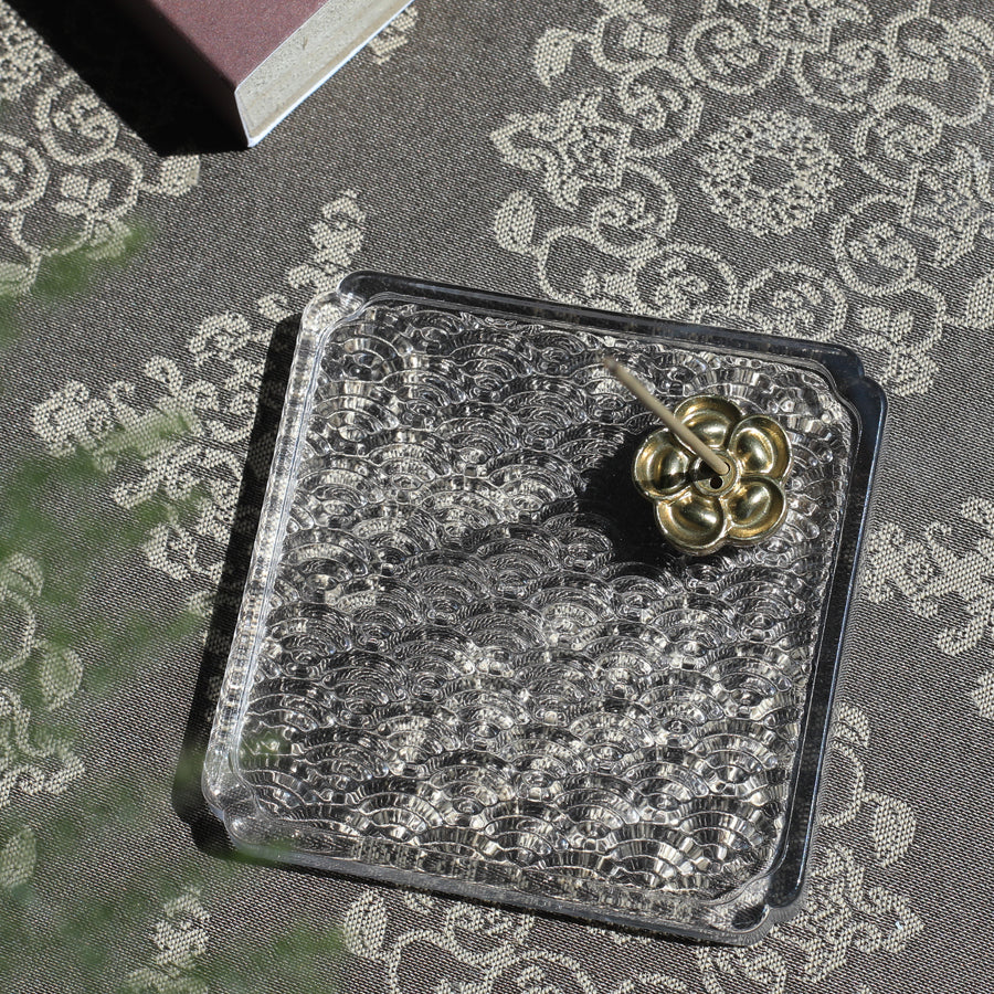 Brass Moon Plum Blossom Incense holder with Glass Plate