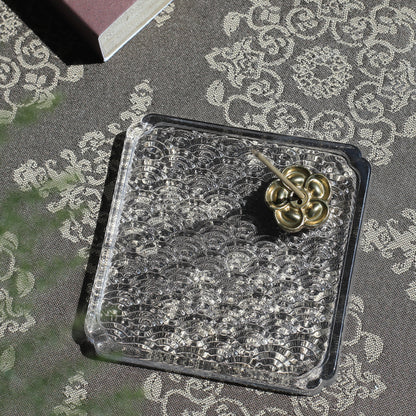 Brass Moon Plum Blossom Incense holder with Glass Plate