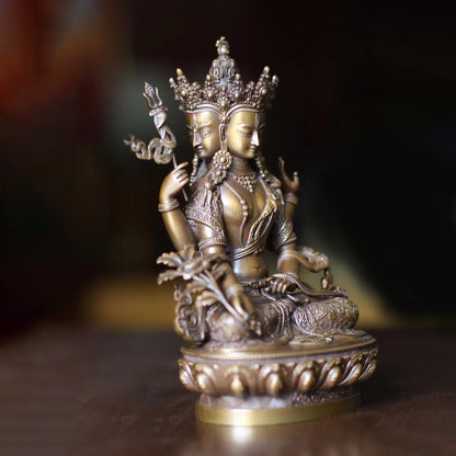 Amoghapasha Avalokiteshvara Bodhisattva Oxidized Copper Statue