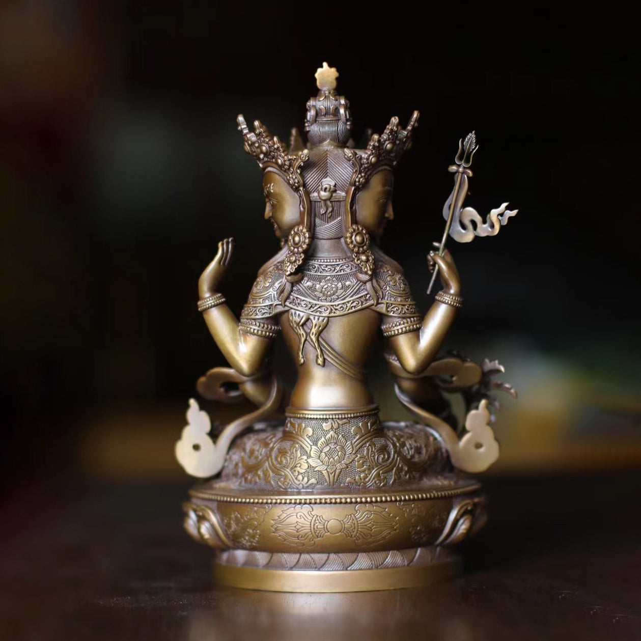 Amoghapasha Avalokiteshvara Bodhisattva Oxidized Copper Statue