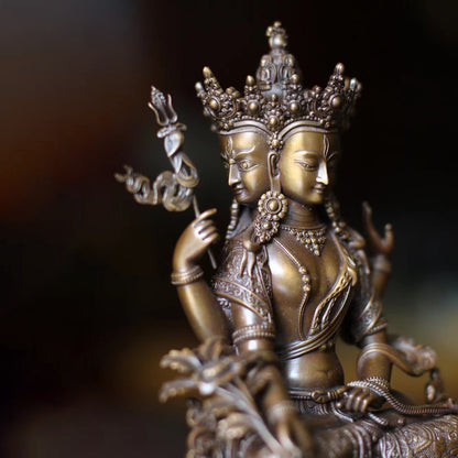 Amoghapasha Avalokiteshvara Bodhisattva Oxidized Copper Statue