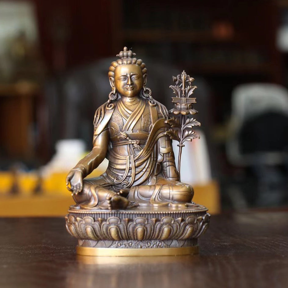 Jigme Lingpa Oxidized Copper Statue. Tow Colors