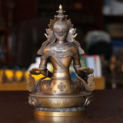 Ksitigarbha Jizo Bodhisattva Oxidized Copper Statue. Two Colors
