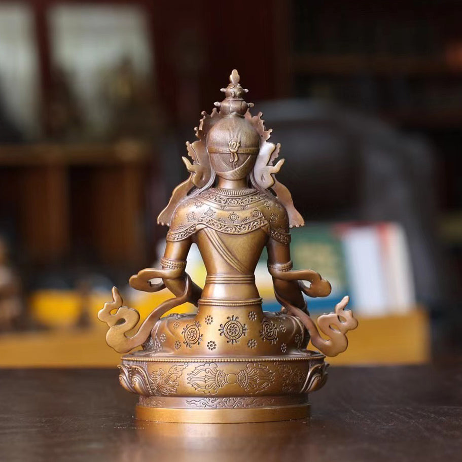 Ksitigarbha Jizo Bodhisattva Oxidized Copper Statue. Two Colors