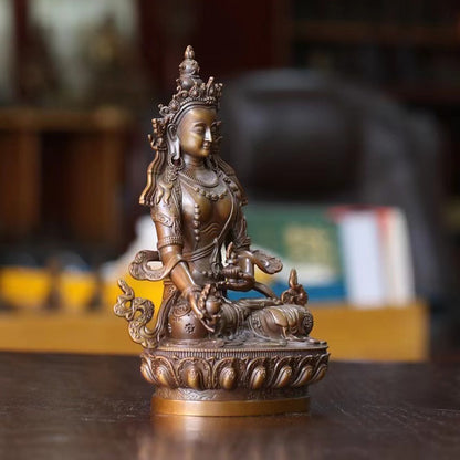 Ksitigarbha Jizo Bodhisattva Oxidized Copper Statue. Two Colors