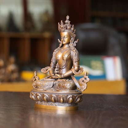 Amitayus Long Life Buddha Oxidized Copper Statue. Two Colors