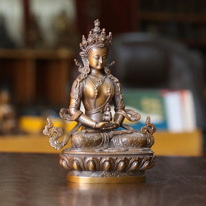 Amitayus Long Life Buddha Oxidized Copper Statue. Two Colors
