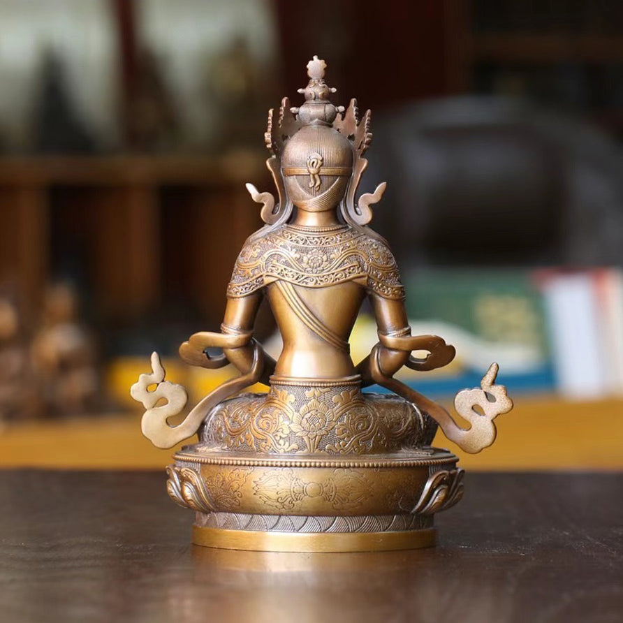 Amitayus Long Life Buddha Oxidized Copper Statue. Two Colors