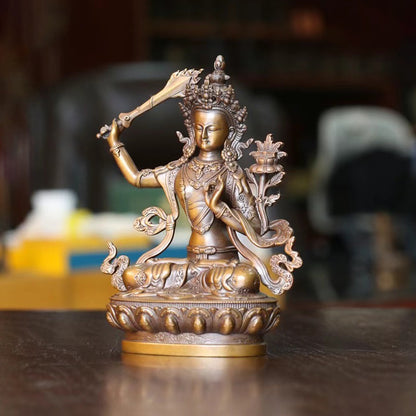 Manjushri Oxidized Copper Statue. Two Colors