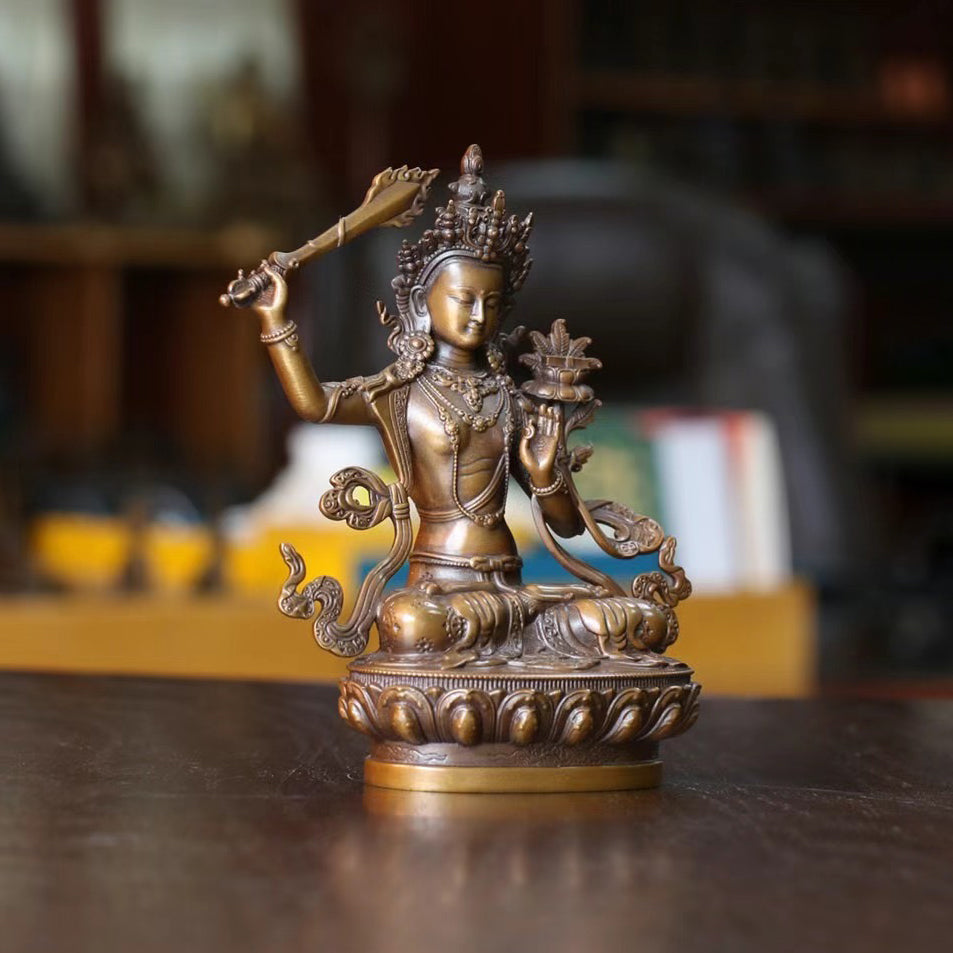 Manjushri Oxidized Copper Statue. Two Colors
