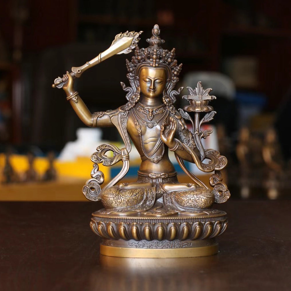 Manjushri Oxidized Copper Statue. Two Colors