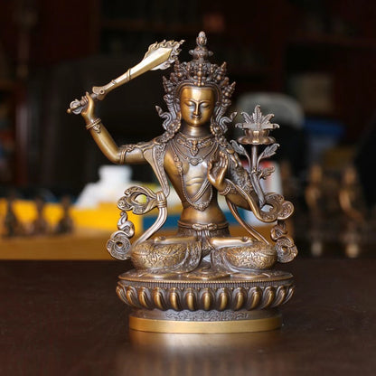 Manjushri Oxidized Copper Statue. Two Colors