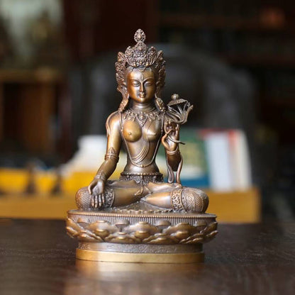 White Tara Oxidized Copper Statue. Two Colors