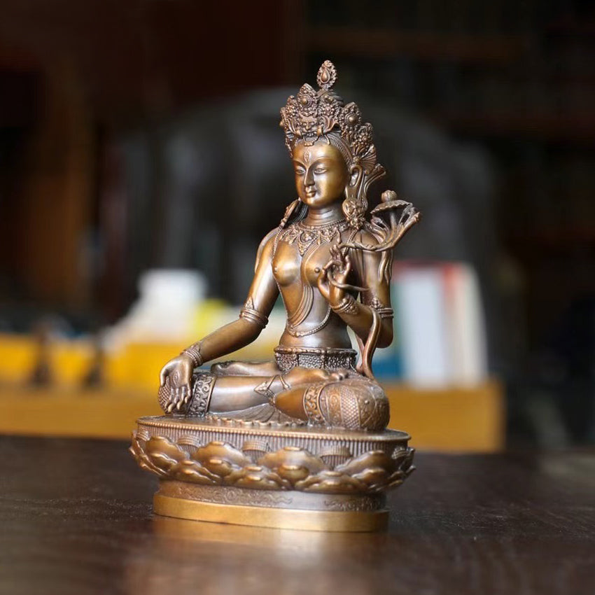 White Tara Oxidized Copper Statue. Two Colors