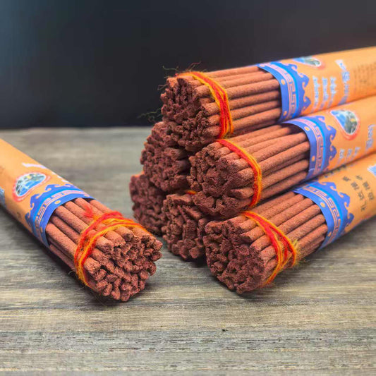 Handmade Tibetan incense from sacred Tsogyal Lhatso, blended with 30+ precious herbs and blessed substances for offerings, purification and meditation.
