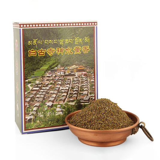 Sakya Ganden Chokhor Ling Divine Blue Water Incense Powder from Golok, Tibet, made with sacred herbs for healing, purification, and smoke offerings.