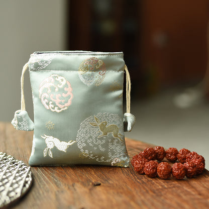 Handmade Traditional Satin Fabric Drawstring Mala Pouch