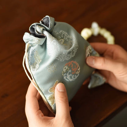 Handmade Traditional Satin Fabric Drawstring Mala Pouch