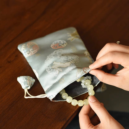 Handmade Traditional Satin Fabric Drawstring Mala Pouch