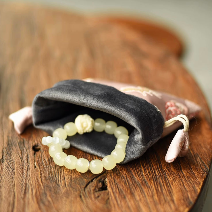 Handmade Traditional Satin Fabric Drawstring Mala Pouch