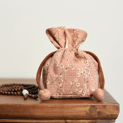 Handmade Cotton Drawstring Thickened Cushion Mala Bag