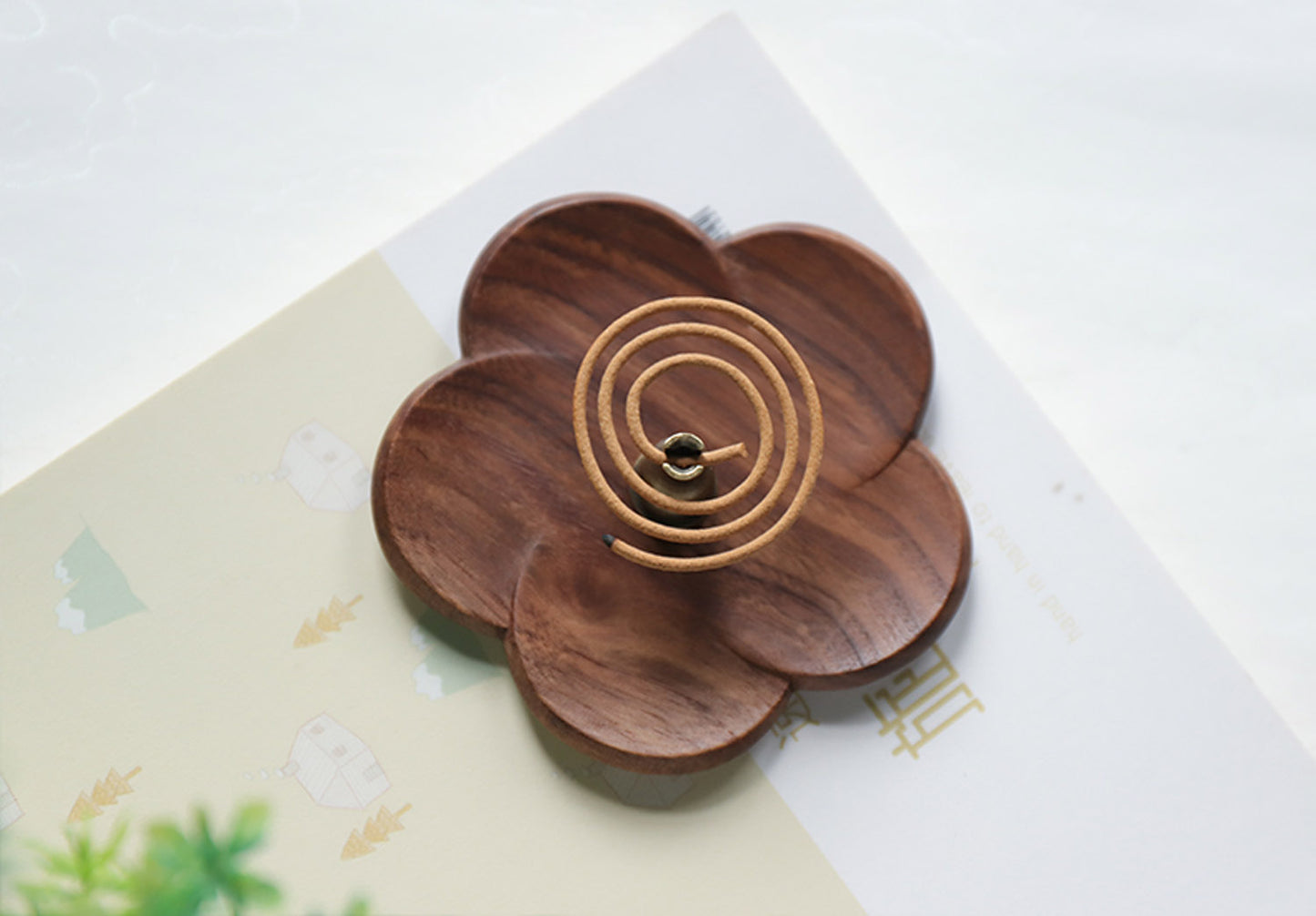Walnut Wood Flower Shape Incense Holder