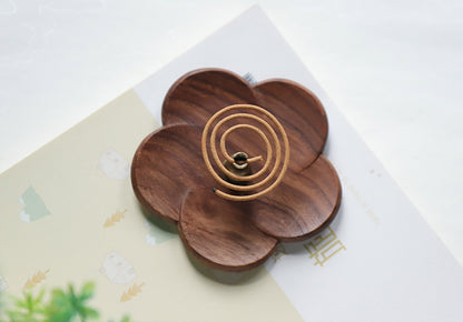 Walnut Wood Flower Shape Incense Holder