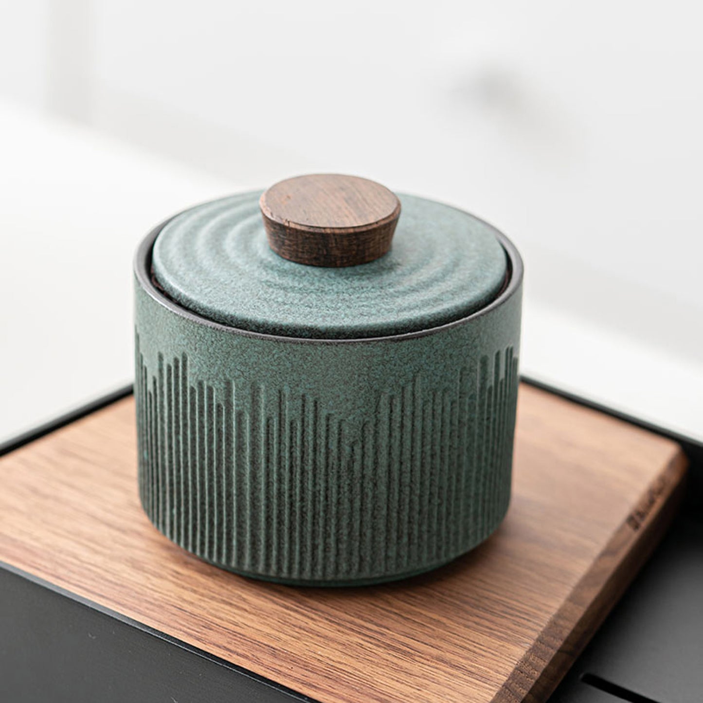 Blue Green Ceramic Tea Canister