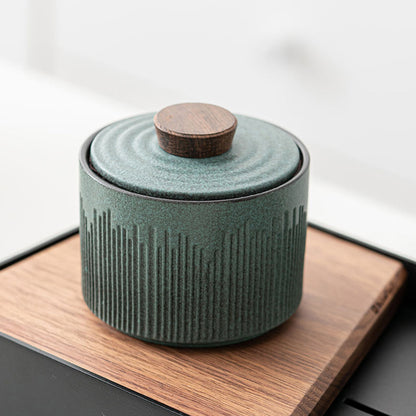 Blue Green Ceramic Tea Canister