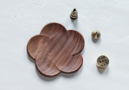Walnut Wood Flower Shape Incense Holder