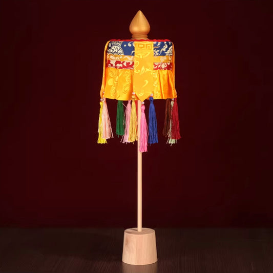 Traditional Tibetan Victory Banner (Gyaltsen), one of the Eight Auspicious Symbols, symbolizing triumph over obstacles. Perfect altar offering and shrine decor.