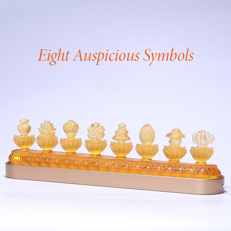 Liuli Crystal Eight Auspicious Symbols Set