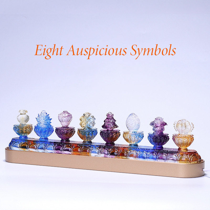 Liuli Crystal Eight Auspicious Symbols Set