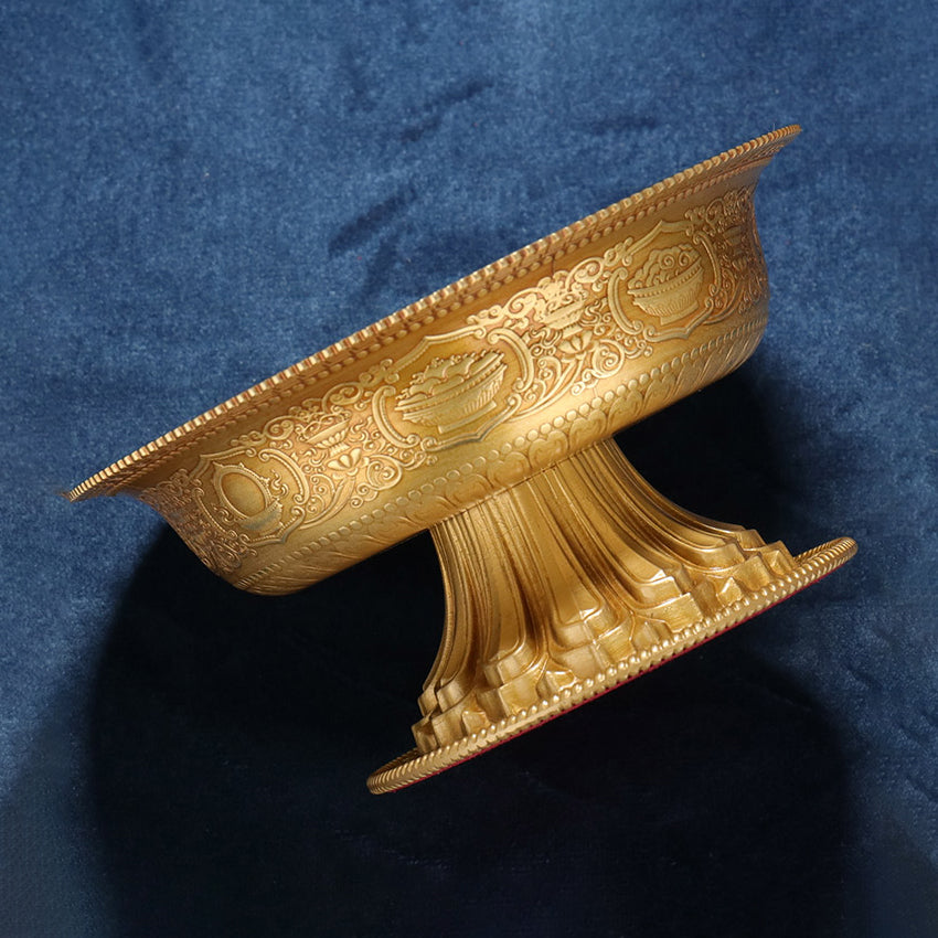 Eight Auspicious Low Relief Serkyem Protector Offering Cup