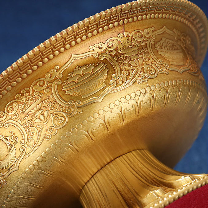 Eight Auspicious Low Relief Serkyem Protector Offering Cup