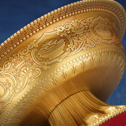 Eight Auspicious Low Relief Serkyem Protector Offering Cup