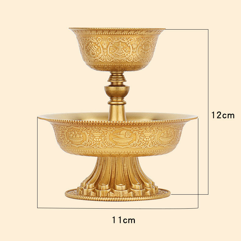 Eight Auspicious Low Relief Serkyem Protector Offering Cup