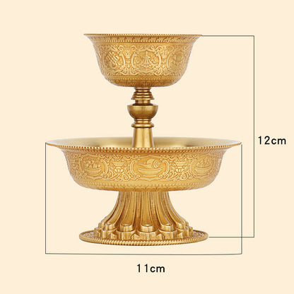 Eight Auspicious Low Relief Serkyem Protector Offering Cup