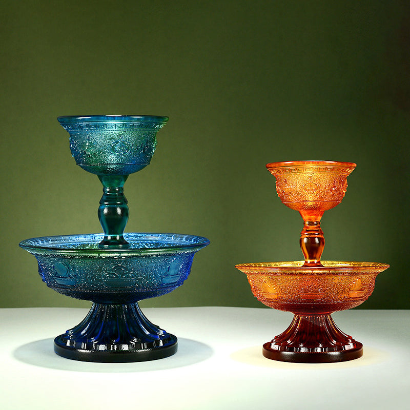 Magnificent Liuli Crystal Eight Auspicious Serkyem Protector Cup