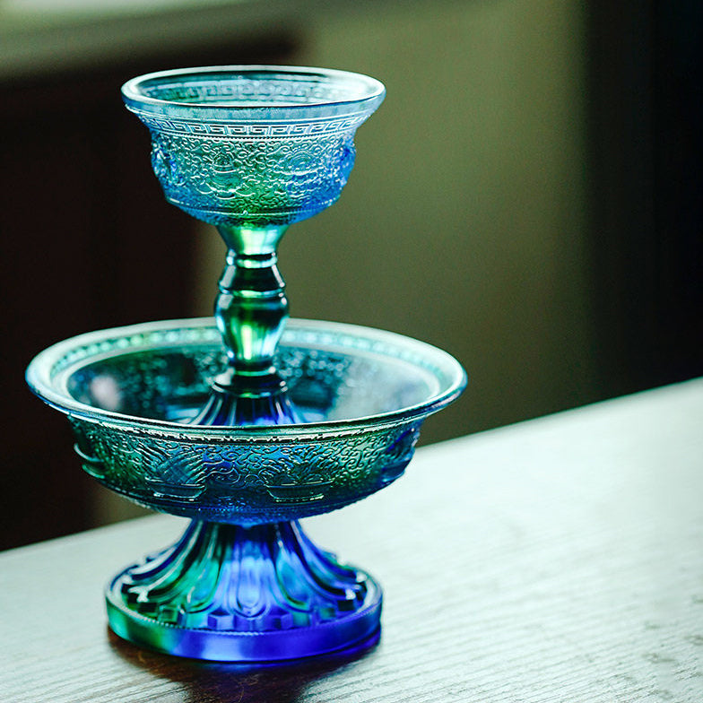 Magnificent Liuli Crystal Eight Auspicious Serkyem Protector Cup