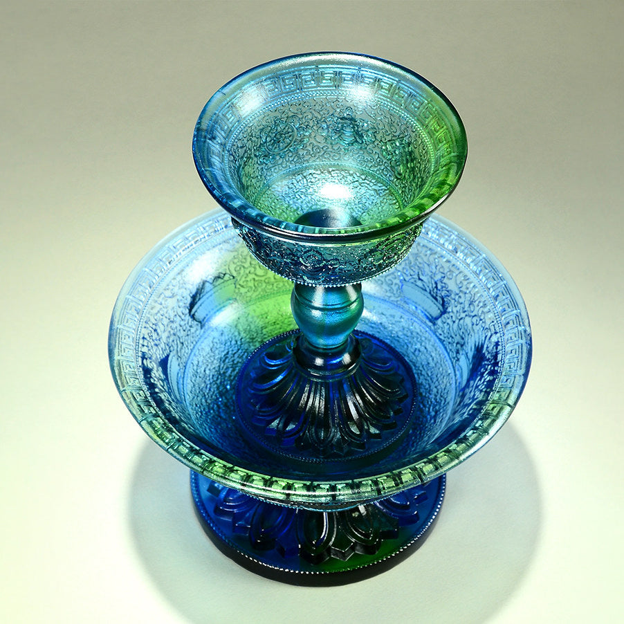 Magnificent Liuli Crystal Eight Auspicious Serkyem Protector Cup